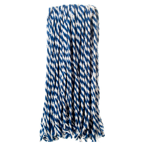 mop head #32 - blue stripe strings  -- 12 per case