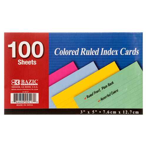 3x5 index cards - 100ct - bazic -- 36 per case