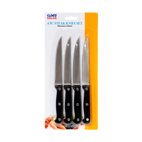 table king steak knives 4pc set - black plastic handle -- 24 per box