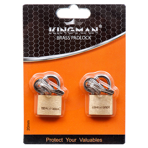 kingman brass padlocks - 2 x 20mm - bulk -- 24 per box