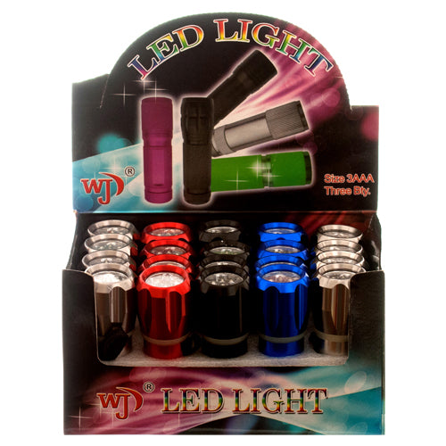 9 led deluxe flashlight with assorted colors -   -- 20 per box