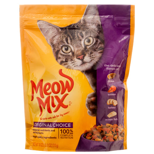 meow mix original choice dry cat food - 18 oz -- 6 per case