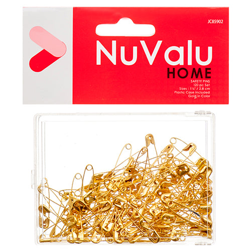 nuvalu safety pins - small size 120ct - gold color - plastic box  -- 24 per box