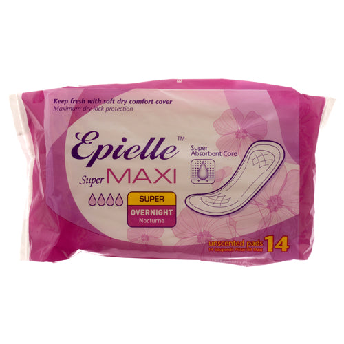 epille maxi super overnight pads - 14 ct  -- 12 per case