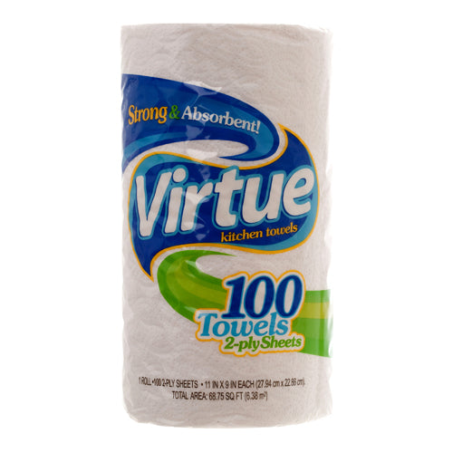 virtue paper towels 2 ply - bulk 100 ct -- 24 per case