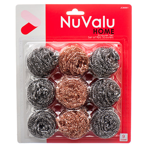 nuvalu scourer with copper - 9 piece set - bulk 96 pack -- 24 per box