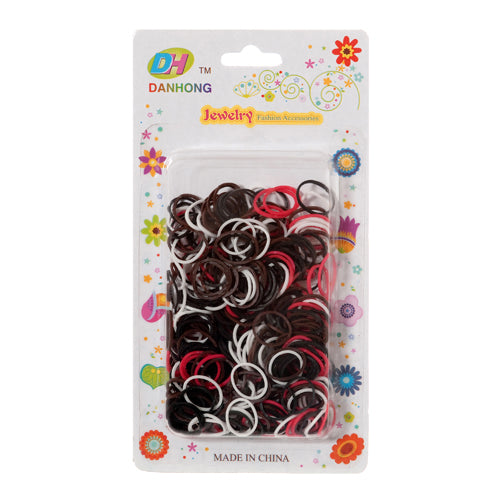 hair rubber bands - jj1134  - black, white and red -- 12 per box