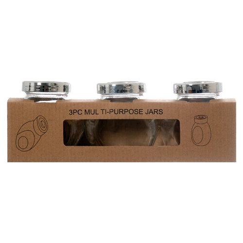 3pc glass jar set - durable -- 24 per case