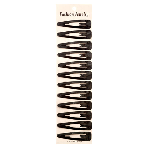 hair snap pins - clear black -   -- 12 per box