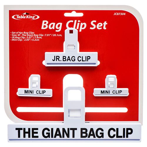 table king bag clips - 4 piece with assorted sizes  -- 24 per box