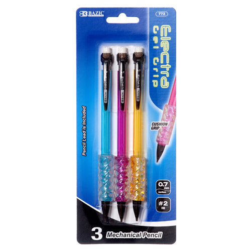 pencil mech 3pc with cushion grip assorted colors #772  -- 24 per box