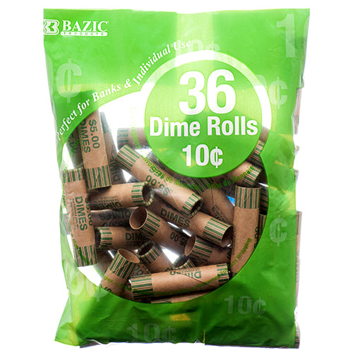 coin wrappers - 36 count - dimes - bazic -- 50 per case