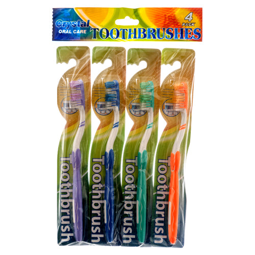 travel toothbrushes 4pk - printed bags  -- 24 per box