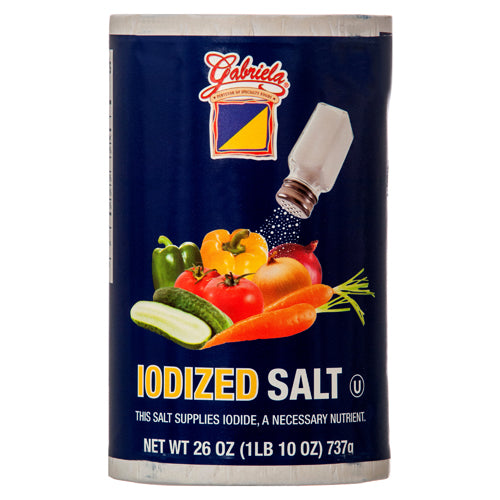 gabriela salt - 26 oz - iodized -- 24 per case