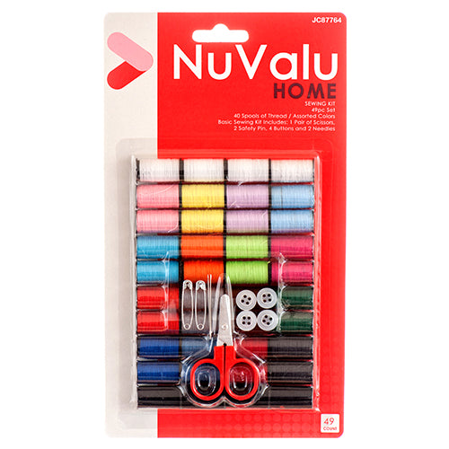 nuvalu sewing thread - 49 piece set - blister pack -  -- 24 per box