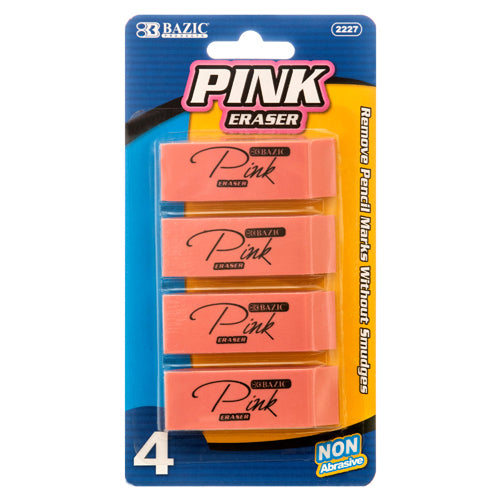 pink erasers - 4 piece set  -- 24 per box