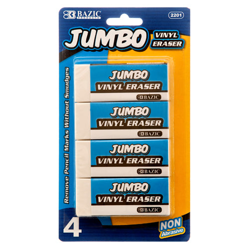 jumbo white erasers - 4pc -- 24 per box