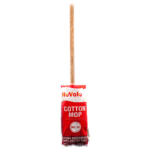 nuvalu cotton mop #16 230g w/long handle -- 12 per case