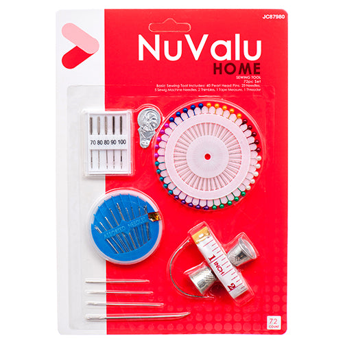 nuvalu sewing tools set - needle/pin/threader/thimble/measurer - aa pack -- 24 per box