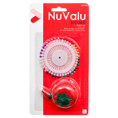 nuvalu pin cushion with pearl head pins -- 12 per box