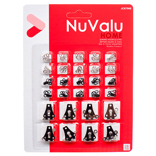 nuvalu sewing hook & eyes assortment - 28 pieces per pack  -- 24 per box