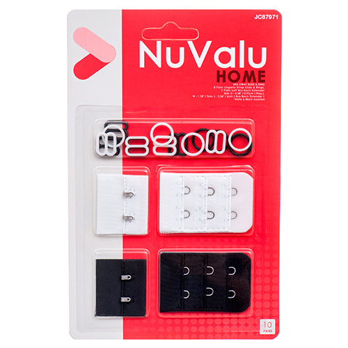 nuvalu bra strap slide & ring set - 8pc & extender 2pc  -- 24 per box