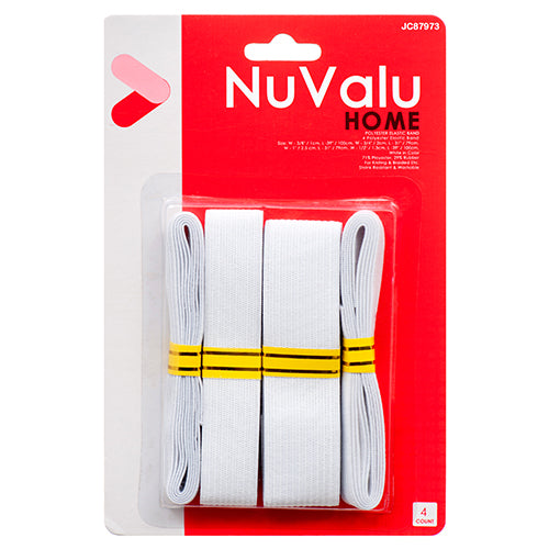 nuvalu polyester elastic bands - white  -- 24 per box