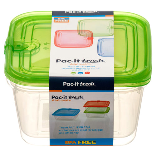 pac it fresh sq 1.1l storage containers - assorted colors -- 48 per case