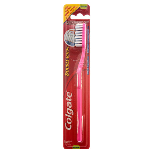 colgate double action toothbrush - medium bristles  -- 12 per box