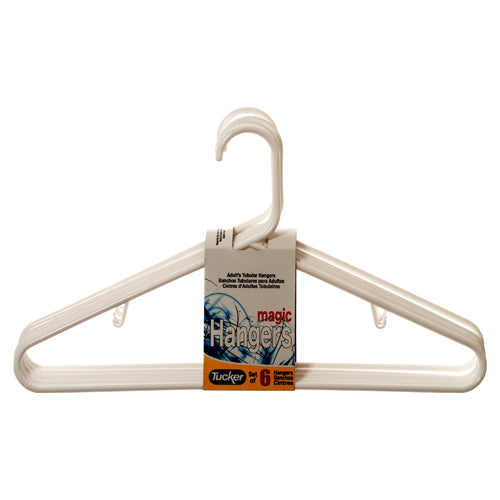 white hangers 6 pack -- 48 per case