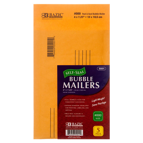 clasp envelope bubble mailers - 5pc 4 in x 7.25 in -- 24 per case