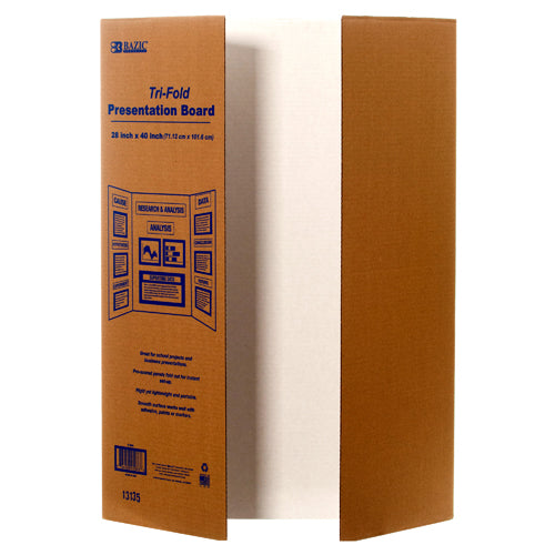 tri-fold presentation boards - 28x40 - white -- 30 per case