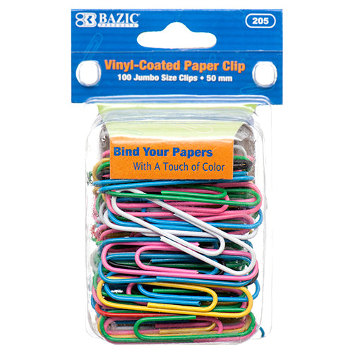 jumbo size paper clips 50mm #205 - 100pc #bazic - packs of 72 -- 24 per box