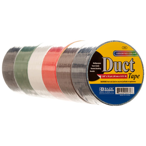 duct tape assorted colors - 1.89 in x 10yd - bazic -- 36 per case