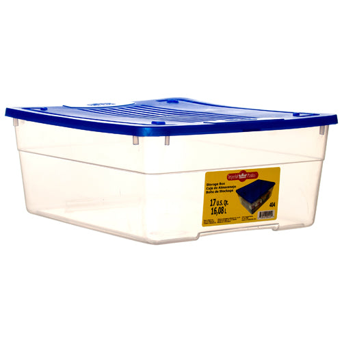 plastic storage box 17qt - blue lid #404 -- 18 per case