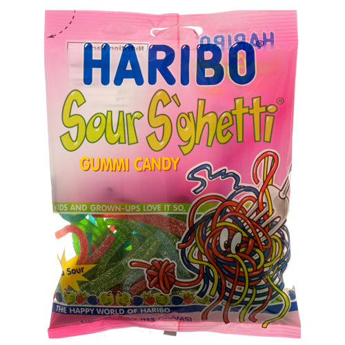 haribo gummy sour s ghetti - 4 oz -- 12 per case