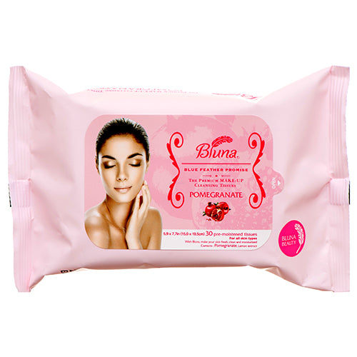 bluna facial cleansing tissues - pomegranate -- 12 per box