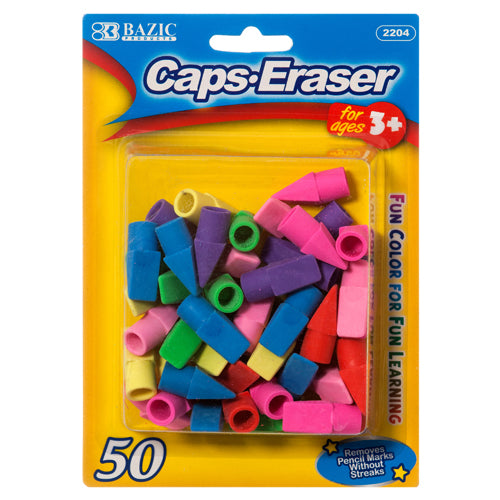 eraser top 50 piece assorted neon color - bulk  -- 24 per box