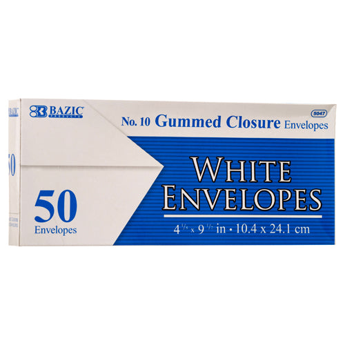 bazic envelopes - plain gummed closure - 50ct -- 24 per case