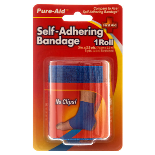 pure aid self-adhering bandage 3 in x 2.5yds assorted colors -- 24 per case