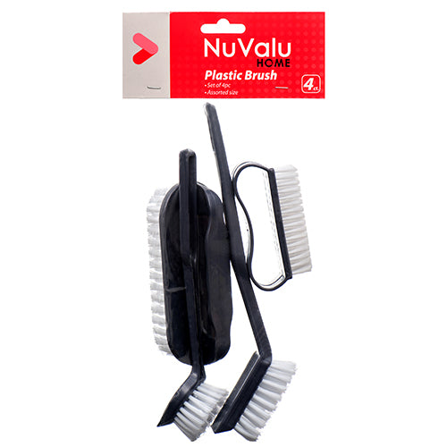 nuvalu plastic brushes assorted sizes - 4pcs set -- 24 per box