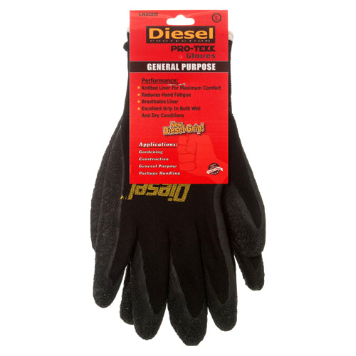 diesel glove latex with crinkle - large  -- 12 per box