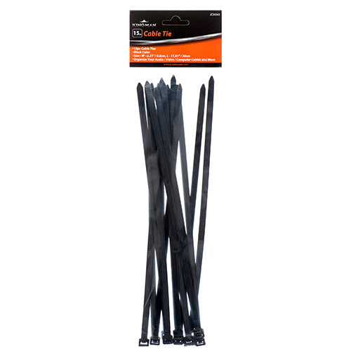 kingman cable tie 0.31 x 11.8 - black - bulk 144 -- 24 per box