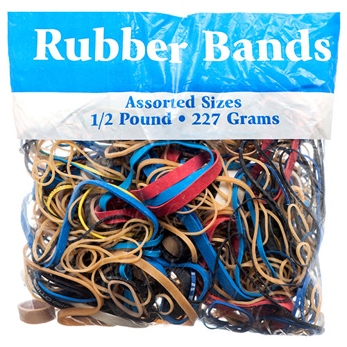 assorted size rubber bands - 0.5 lb -  -- 48 per case