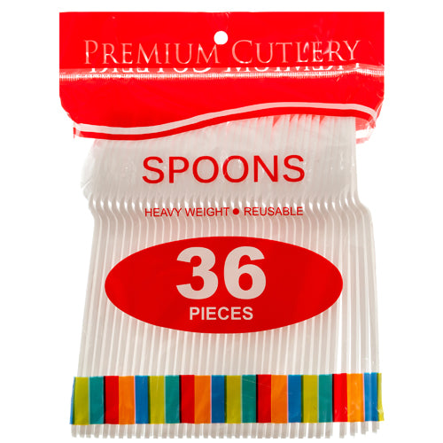 plastic spoons white 36 count - bulk -- 36 per case