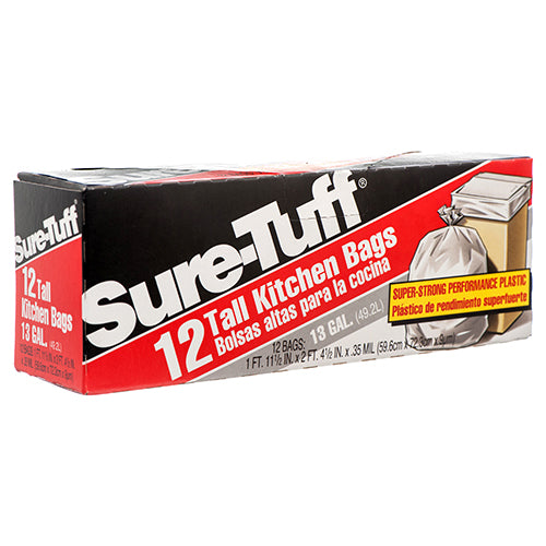 sure-tuff trash bags - 13 gallon white -- 24 per case