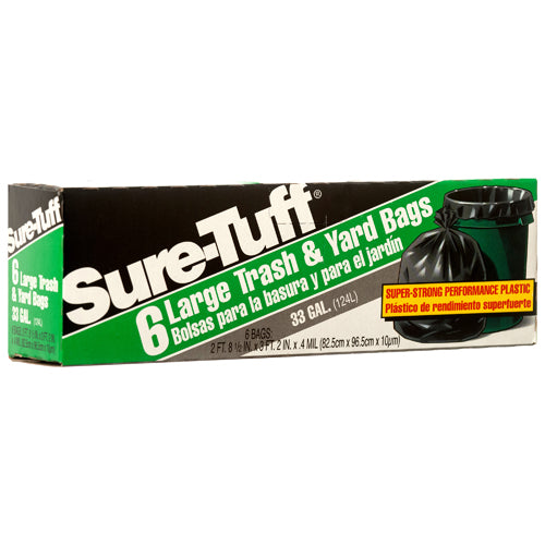 sure-tuff trash bags - black - 33 gallon -- 24 per case