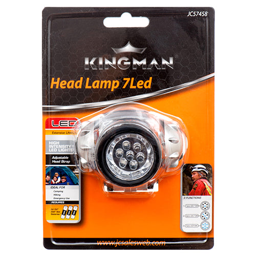 kingman head lamp 7led water resistant - pack of 72 -- 12 per box