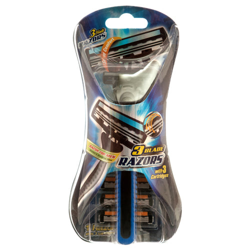 men's 3-blade razor with 1+3 cartridges -- 24 per box