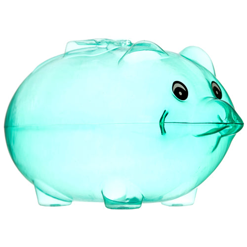 piggy banks - clear assorted colors -- 24 per case